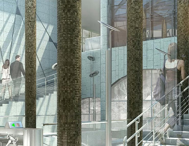 Витражи и стеклянный купол: согласован проект наземного вестибюля станции метро «Лесопарковая»