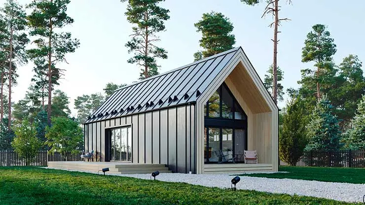 Дом в стиле барнхаус с остеклением из алюминиевых конструкций