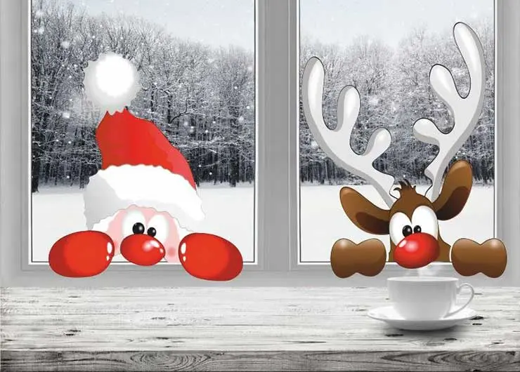 Новогодние наклейки на стекле Новогодние наклейки на стекле