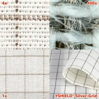Защитный материал Silver-Grid состоит из хлопка с серебряными нитями и может использоваться для оконных штор