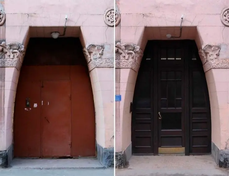 Двери дома Эрлиха и Эттингера «до» и «после»